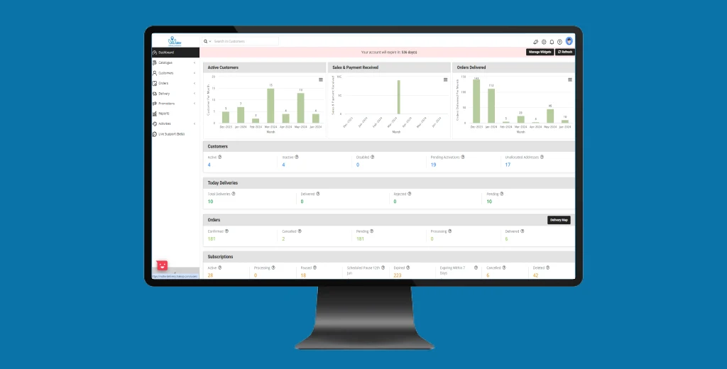 ravi garg, admin panel for business owner, water delivery software