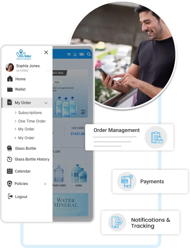 ravi garg, water delivery solutions, features water delivery solutions, customer app, image